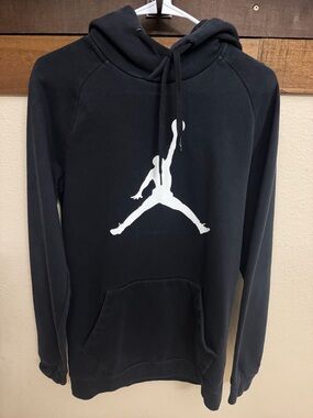 Jordan Black Men's Pullover Hoodie with White Logo